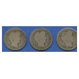 3- 1893-O Liberty Head Barber Dimes