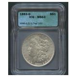 1883-O Morgan Silver Dollar ICGS MS 63