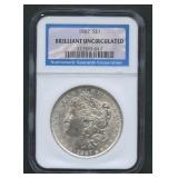 1887 Morgan Silver Dollar NGC Brilliant UNC