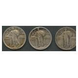 3- Mixed Standing Liberty Quarters