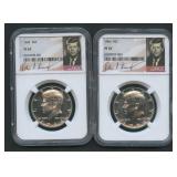 2- 1964 Silver Kennedy Halves NGC PF 67