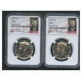 2- 1964 Silver Kennedy Halves NGC PF 67