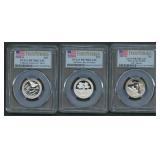 3- Mixed Silver 'S' ATB Quarters PCGS PR70DCAM