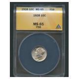 1928 Mercury Head Dime ANACS MS 65 FSB