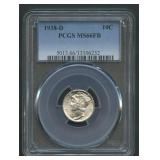 1938-D Mercury Head Dime PCGS MS 66 FB