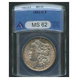1883-O Morgan Silver Dollar ANACS MS 62
