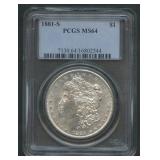 1881-S Morgan Silver Dollar PCGS MS 64