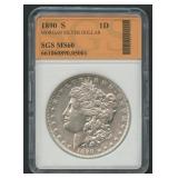 1890-S Morgan Silver Dollar SGS Holder