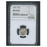 1920 Mercury Head Dime NGC MS65 FB