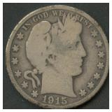 1915 Liberty Head Barber Half Dollar
