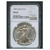 1997 ASE Silver Eagle NGC MS 69