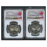 2- 1974 Canada Dollars  Winnipeg 100th NGC