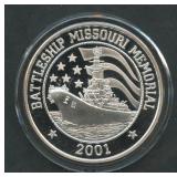 2001 Battleship Missouri Medal .999 Silver 1 ozt
