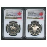 2- Canada Silver Dollars NGC-Graded