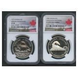2- Canada Silver Dollars NGC-Graded