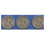 3- 1918 Walking Liberty Half Dollars