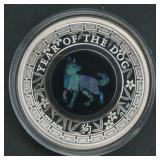 Australian Opal Lunar Dog .999 Silver Round 1 ozt