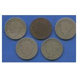 5- 1884 Liberty Head V Nickels