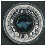 Australian Opal Lunar Mouse .999 Silver Rd 1 ozt