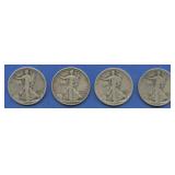4- 1918-S Walking Liberty Half Dollars
