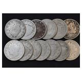 13- Mixed 1800's Liberty Head V Nickels