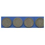4- 1883 With Cents Liberty Head V Nickels