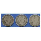 3- Mixed Liberty Head Barber Half Dollars