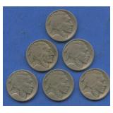 6- 1917 Mintmarked Buffalo Nickels