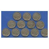 12- Mixed Mintmarked Buffalo Nickels