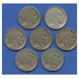 7- Mixed Early Mintmarked Buffalo Nickels