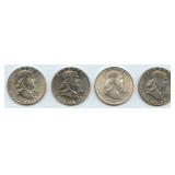 4- Mixed Franklin Half Dollars