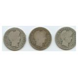 3- Mixed Liberty Head Barber Dimes
