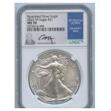 2022-W ASE Burnished Silver Eagle NGC MS 70