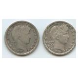 1892 and 1906 Liberty Head Barber Quarters
