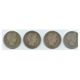 4- Mixed Liberty Head Barber Half Dollars