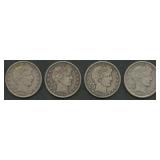 4- Mixed Liberty Head Barber Halves Better Grade