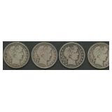 4- Mixed Liberty Head Barber Half Dollars