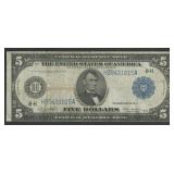 1914 $5 Fed Reserve Note Blue Seal FR-875