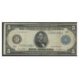 1914 $5 Fed Reserve Note Blue Seal FR-867