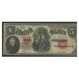1907 $5 Legal Tender Note Woodchooper FR-91