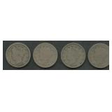 4-  1883 Liberty V Nickels With Cents