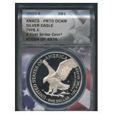 2021-S ASE Ty-2 Silver Eagle ANACS PR70 DCAM