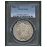 1880-CC Morgan Silver Dollar PCGS MS 63
