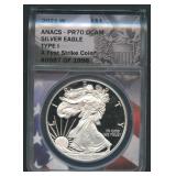 2021-W ASE Ty-1 Silver Eagle ANACS PR70 DCAM