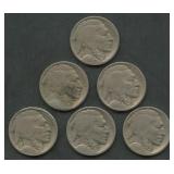 6- 1918-D Buffalo Nickels