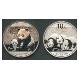 (2 ozt TW) 2- China 10Yn Pandas .999 Silver 1 ozt