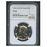 1964 Kennedy Half Accent Hair NGC PF 66