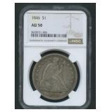 1846 Seated Liberty Dollar NGC AU 50