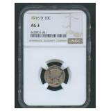 1916-D Mercury Head Dime NGC AG3
