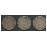 3- Mixed Seated Liberty Quarter